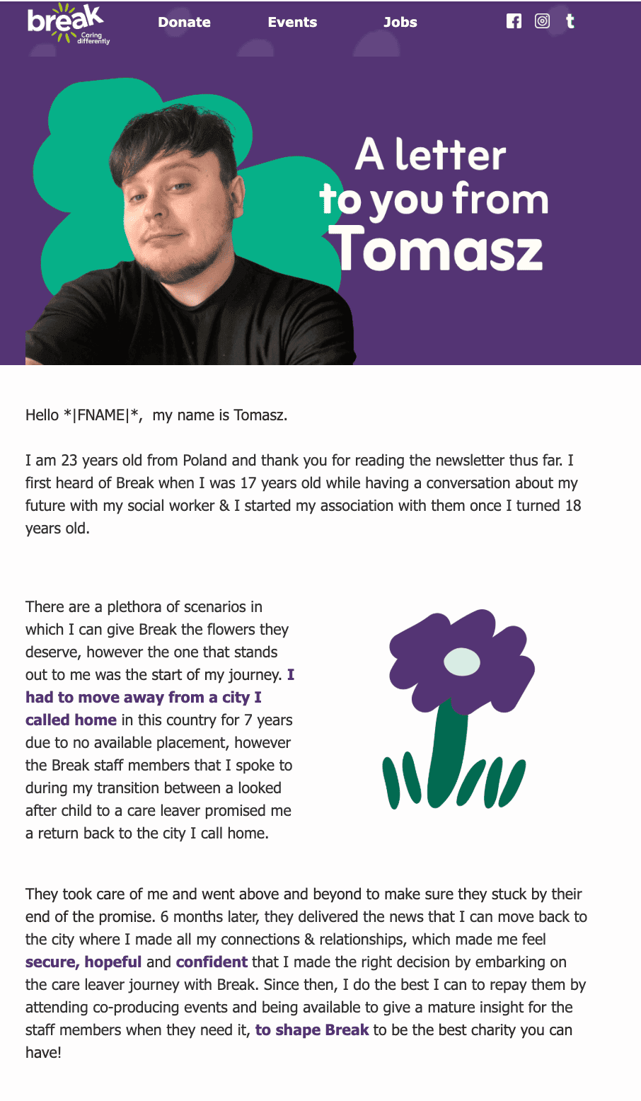 Christmas email example for a charity organization Christmas email example for a charity organization