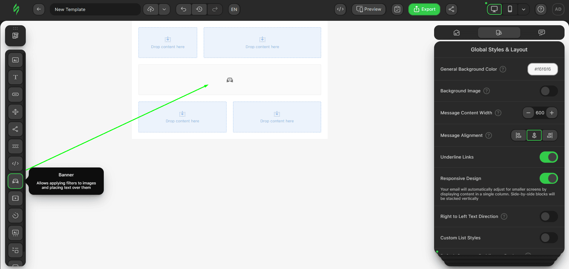 Adicionando um bloco de banner ao seu modelo