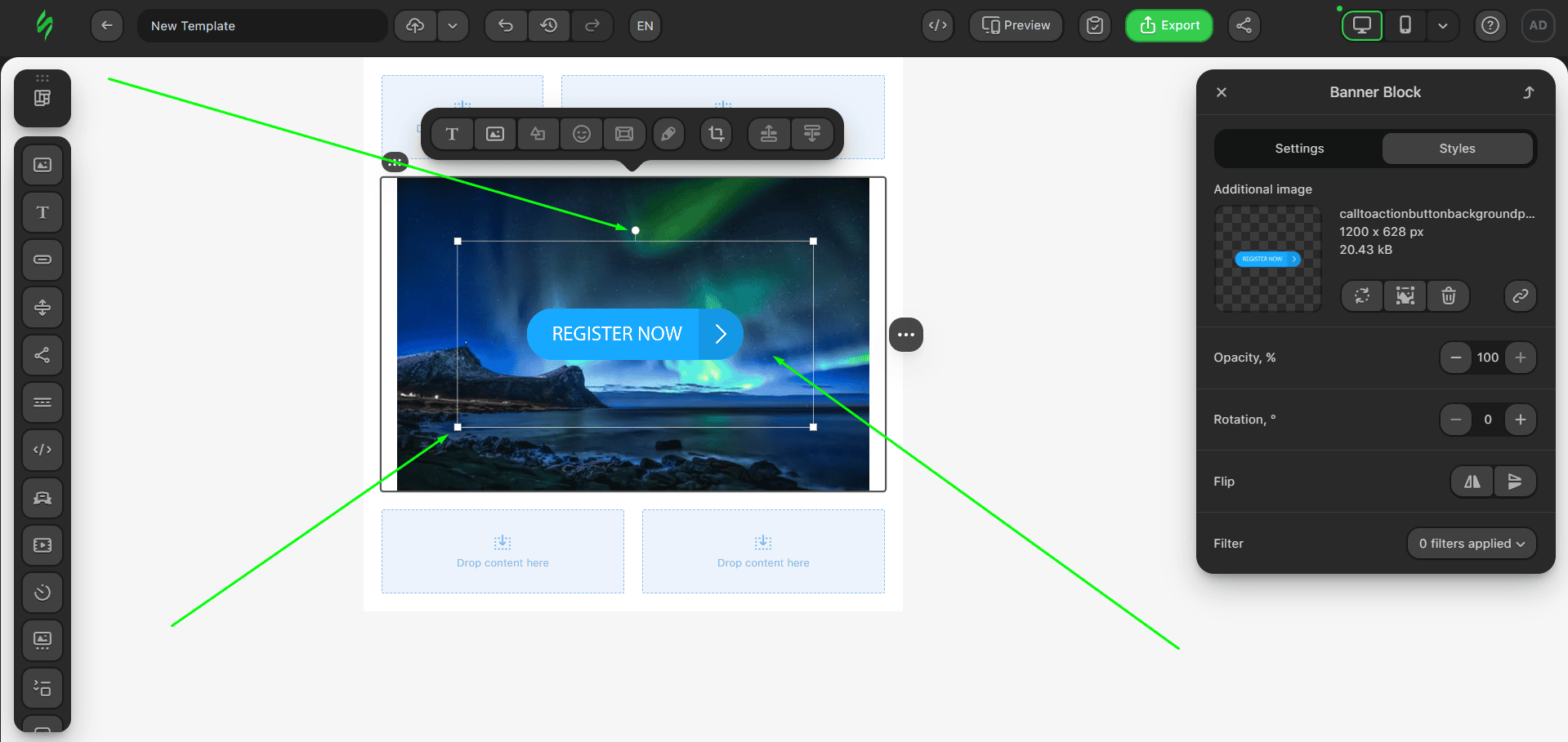 Alterando o tamanho da imagem