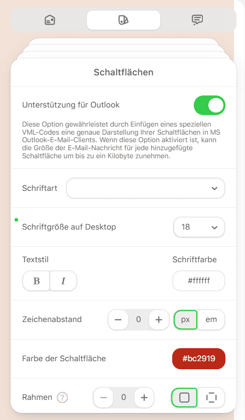 CTA-Schaltflächeneinstellungen für Outlook