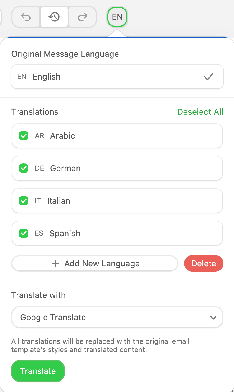 How to use Stripo's Email Translate Service