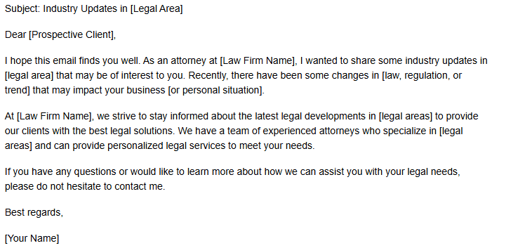 Example of an email marketing campaign for prospective clients