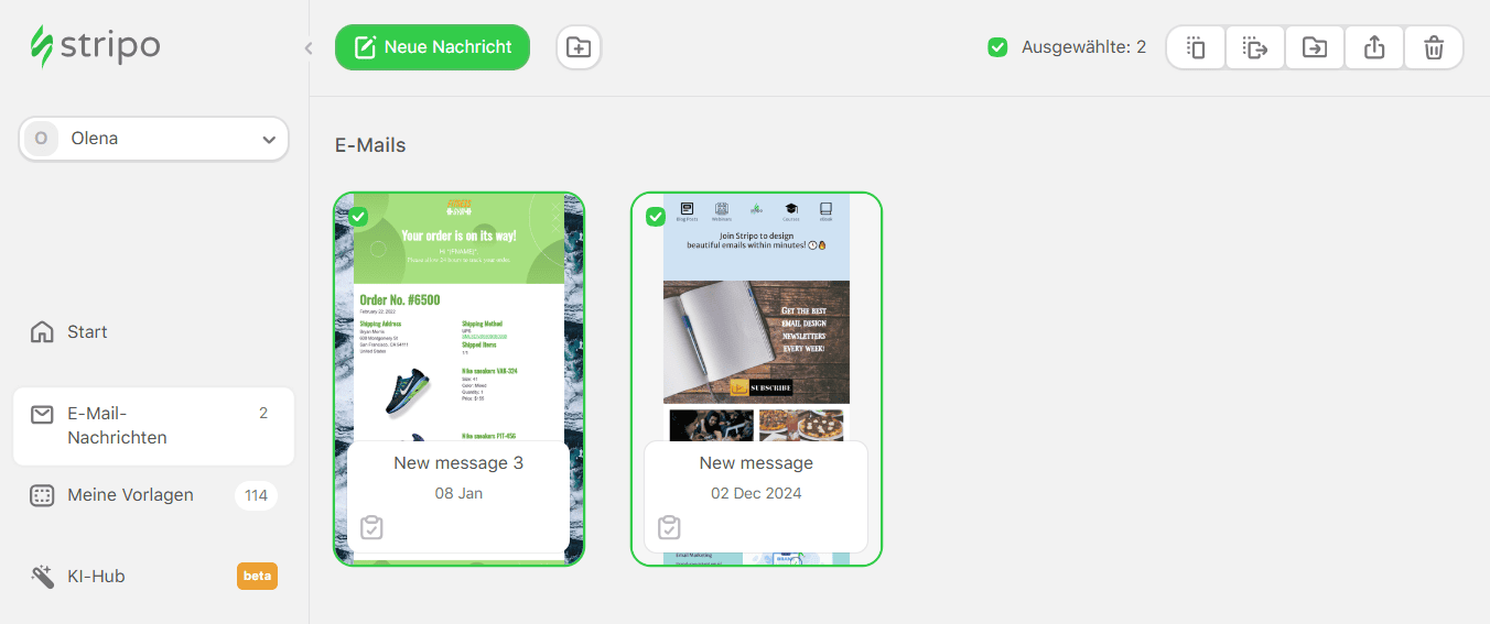 Massenexport für mehrere Outlook-E-Mail-Vorlagen