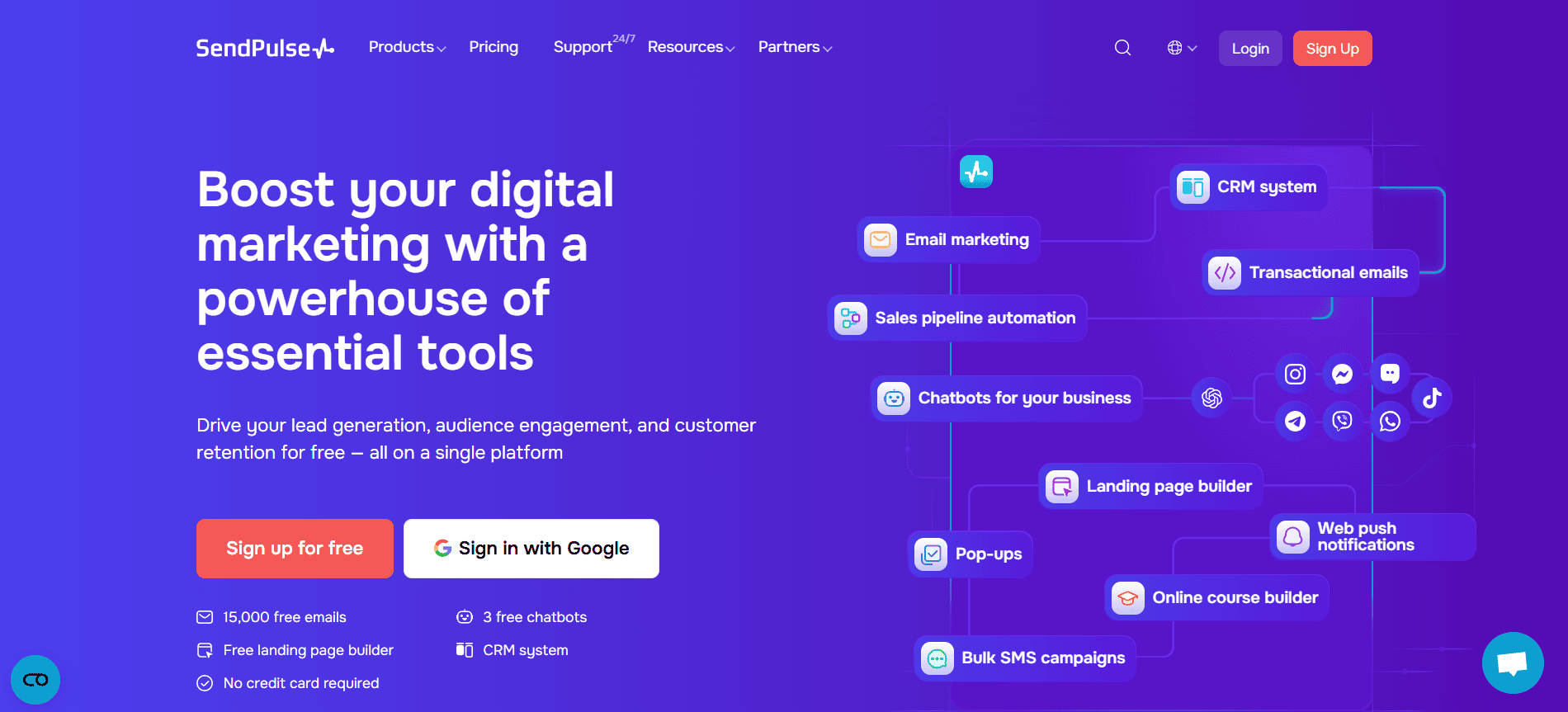 SendPulse ESP main page