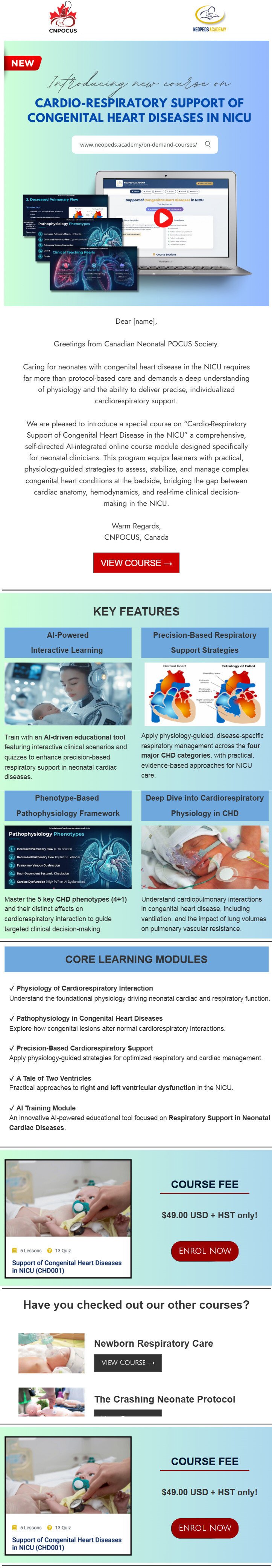 Announcement email for a conference