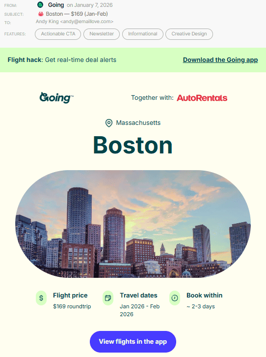 An example of a clear CTA in the email An example of a clear CTA in the email