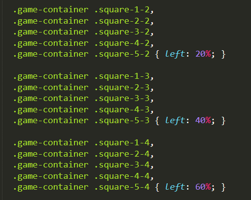 Cell styles for the left position