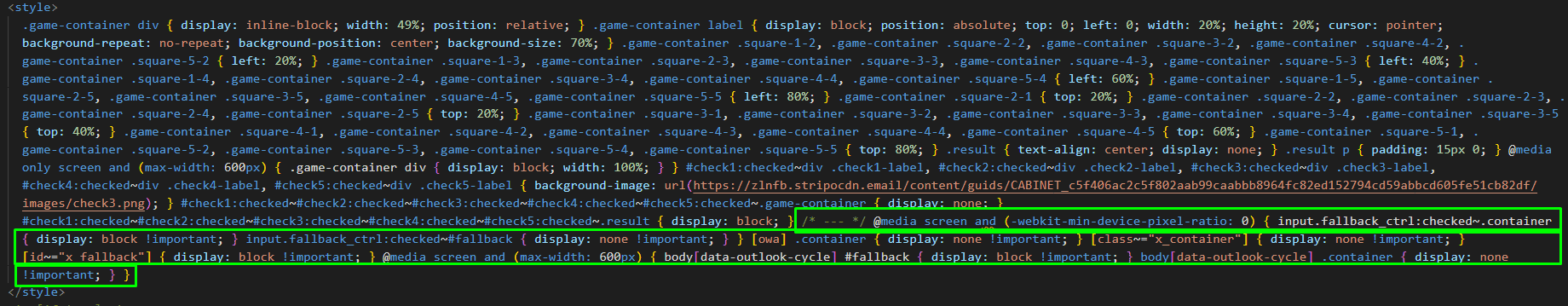 Code for displaying a fallback version