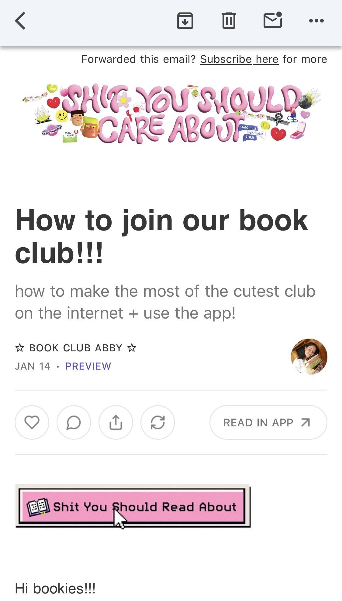 Book club email example Book club email example