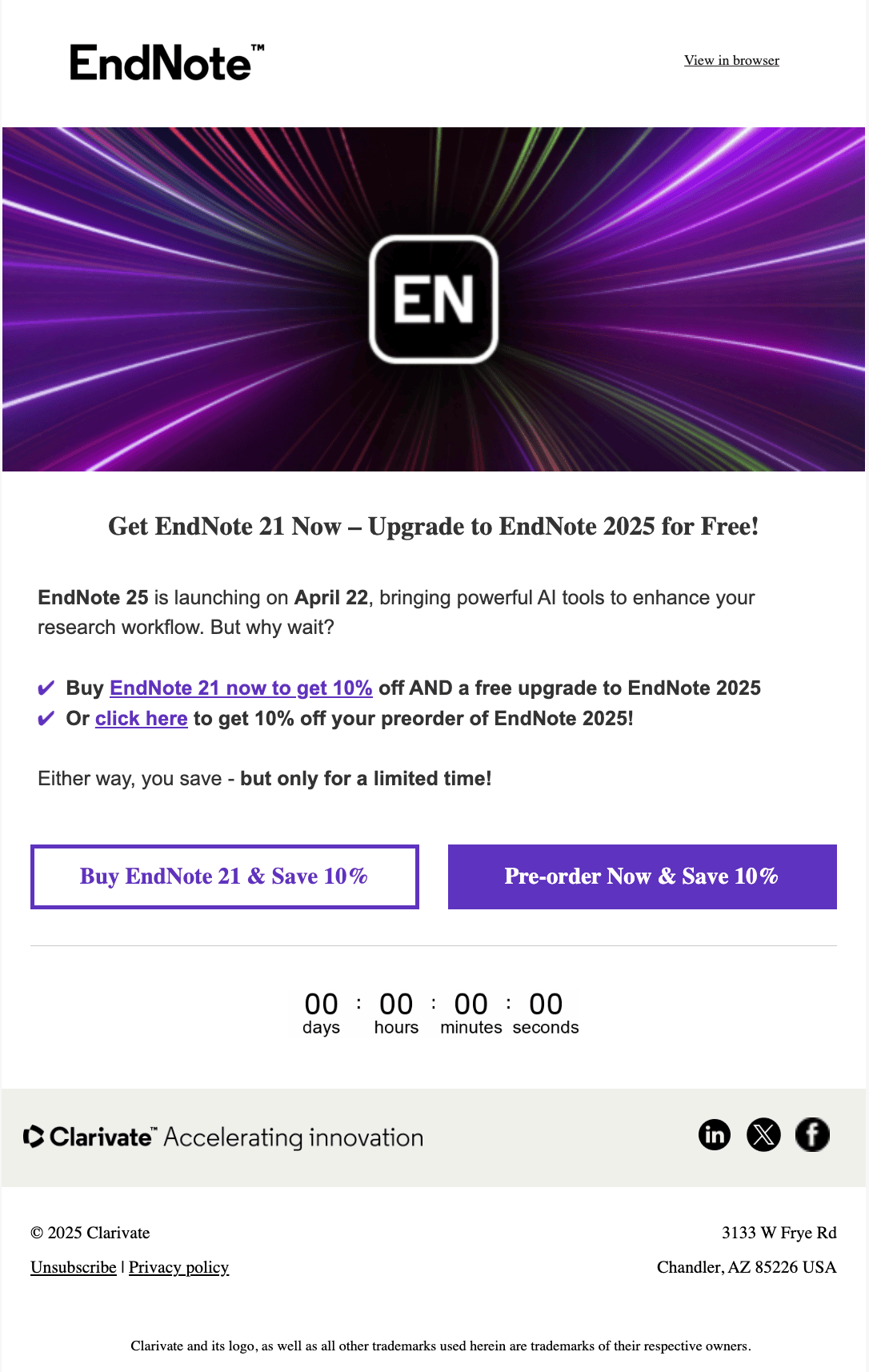 Example of promo email with double CTA Example of promo email with double CTA