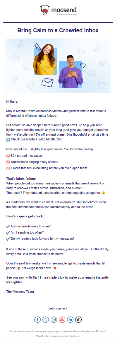Moosend educational email example Moosend educational email example
