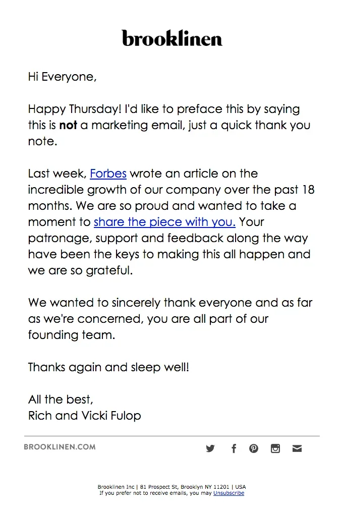 Example of a resonating thank you email Example of a resonating thank you email