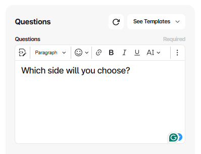 Entering your question