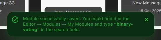 Successfully saved module
