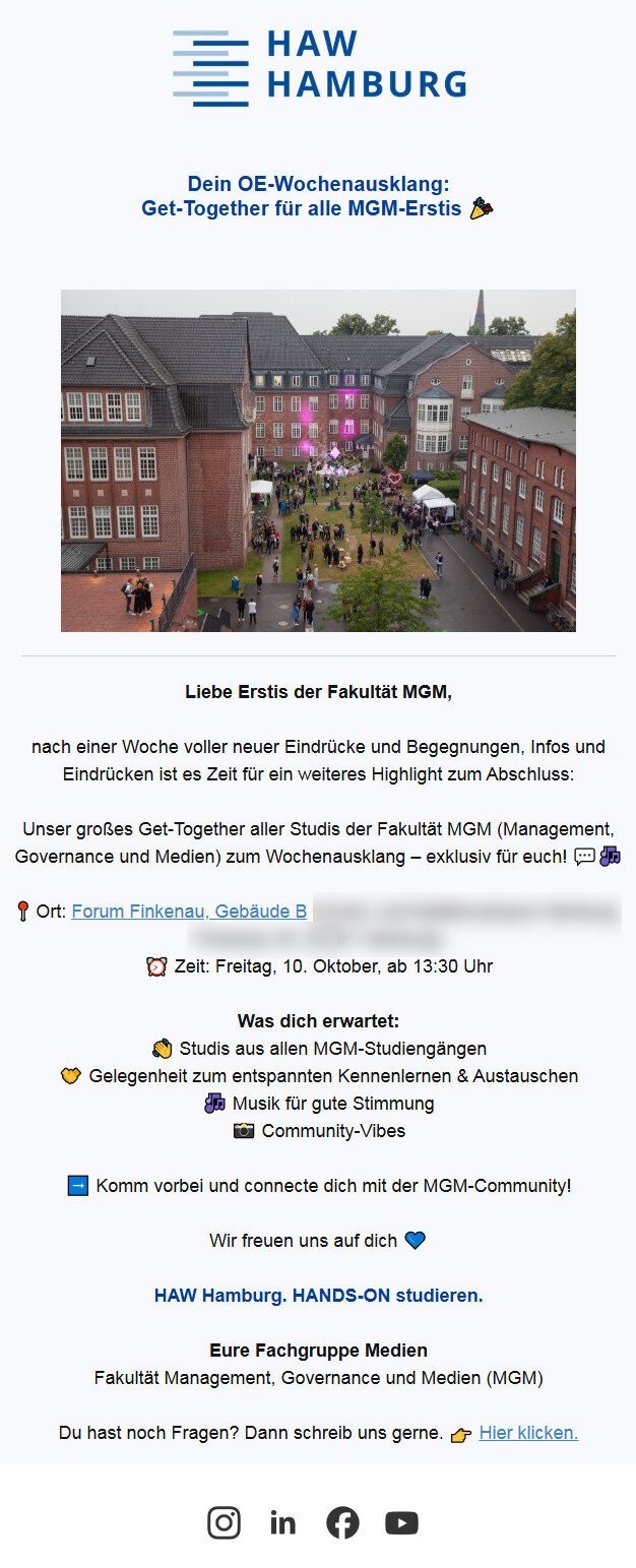 Email template example for educational organizations