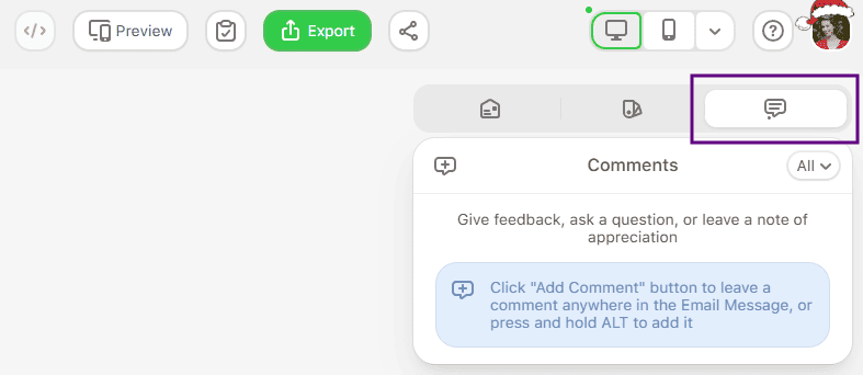 How to add comments in the Stripo editor