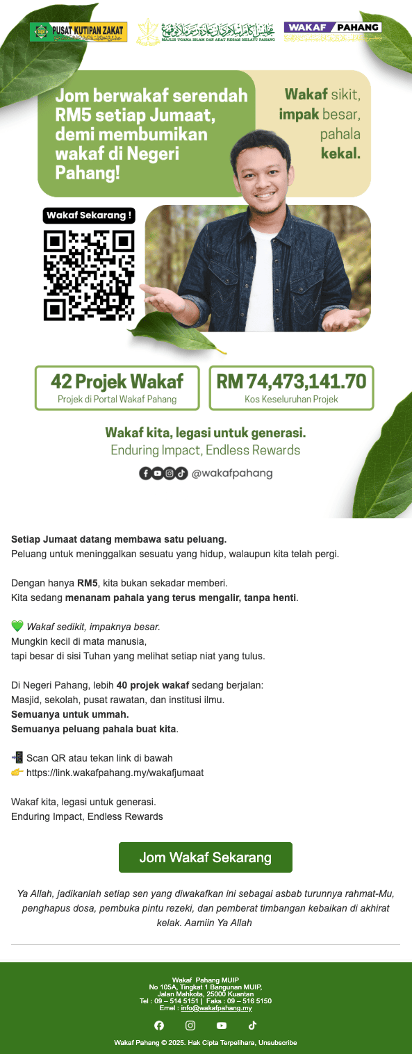 Email example for a nonprofit organization