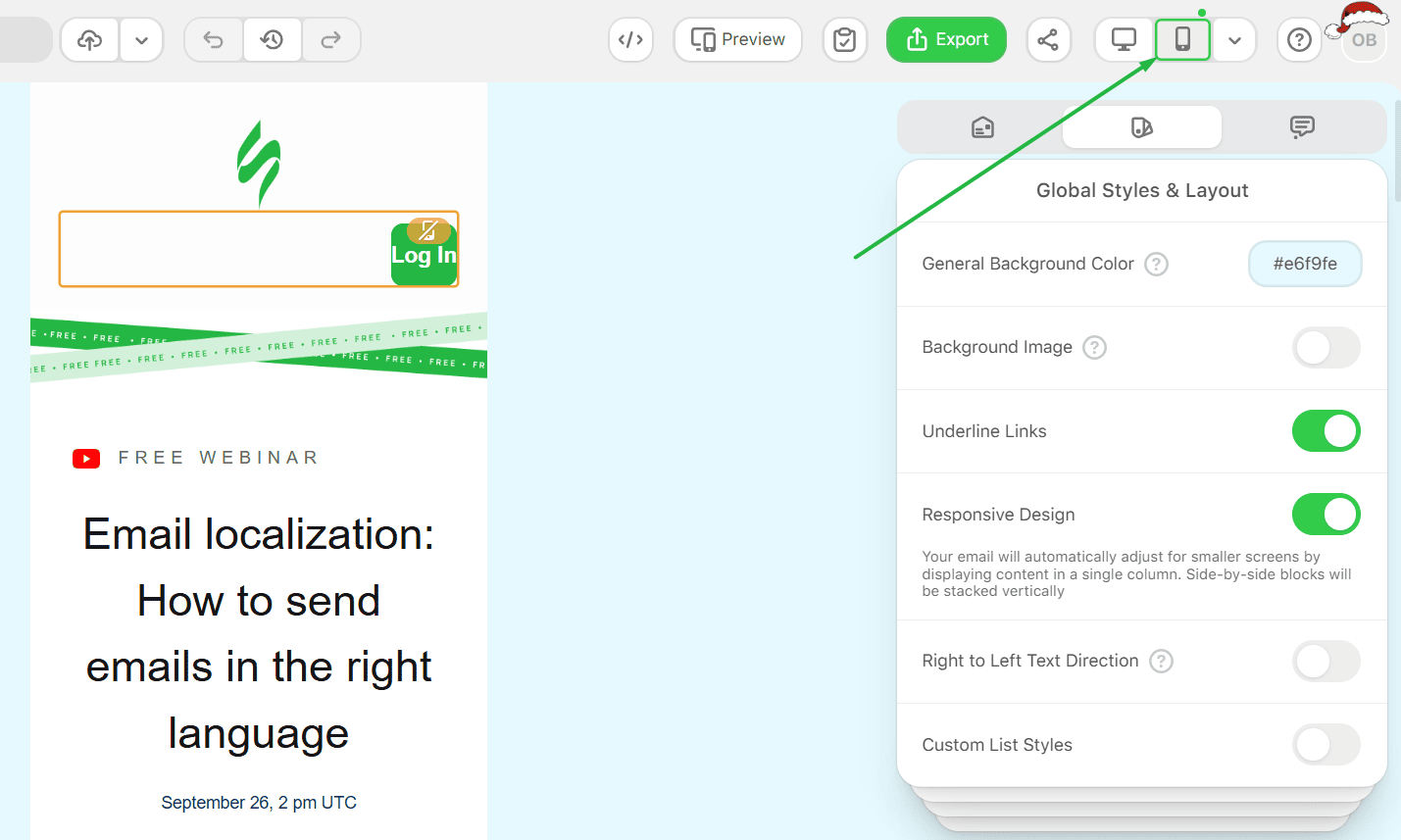 Switching on mobile email design