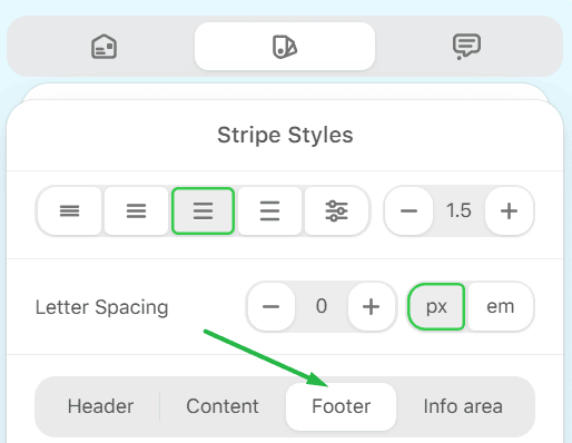 Footer stripe style settings