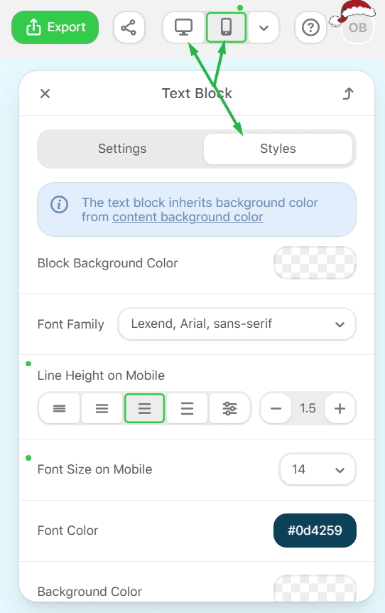 Text block styles in mobile email design