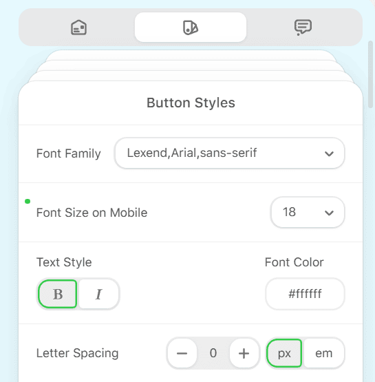 Button styles settings