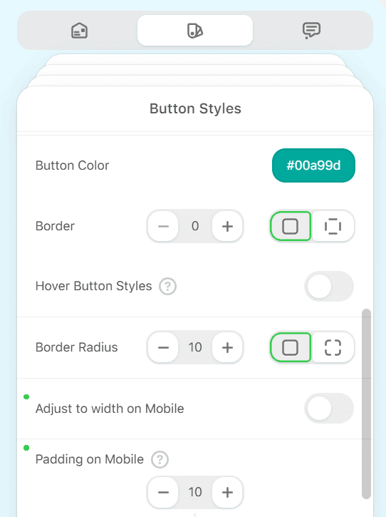 Button styles settings for mobile email design