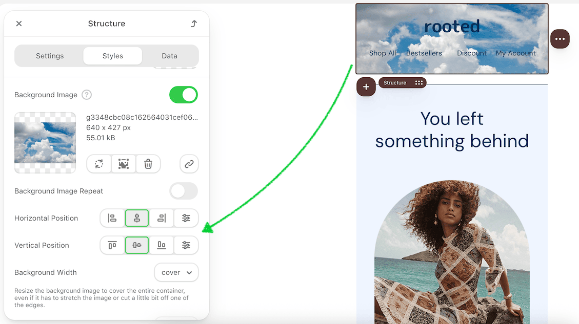 Background image settings for email design