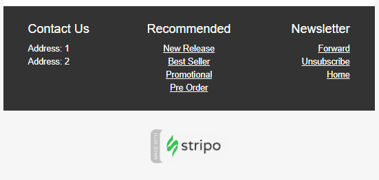 Example of the footer section in an HTML email template