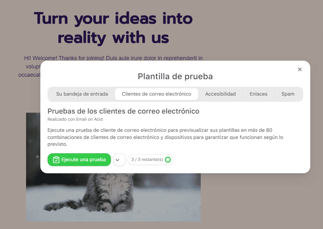 Utilice la herramienta de prueba para comprobar las plantillas de correo electr&oacute;nico de Outlook antes de enviarlas