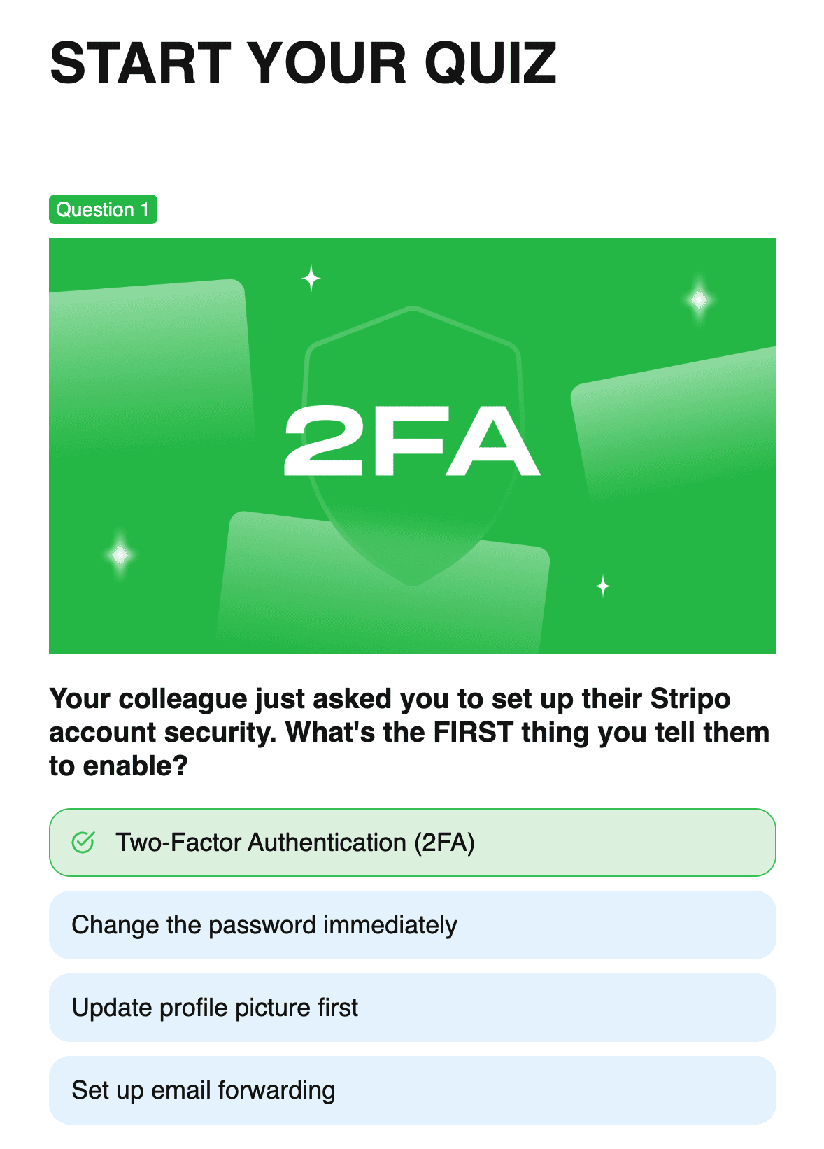 Interactive quizzes in onboarding emails