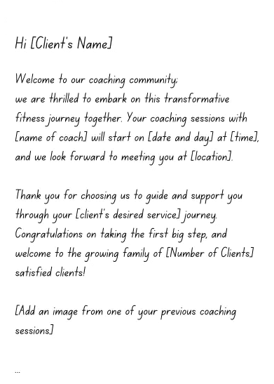 Example of confirmation email