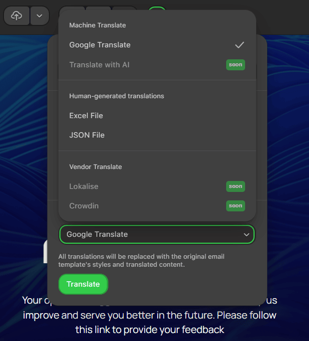 Choosing other translation methods