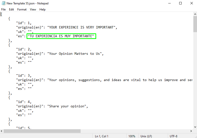 Adding localization to JSON file