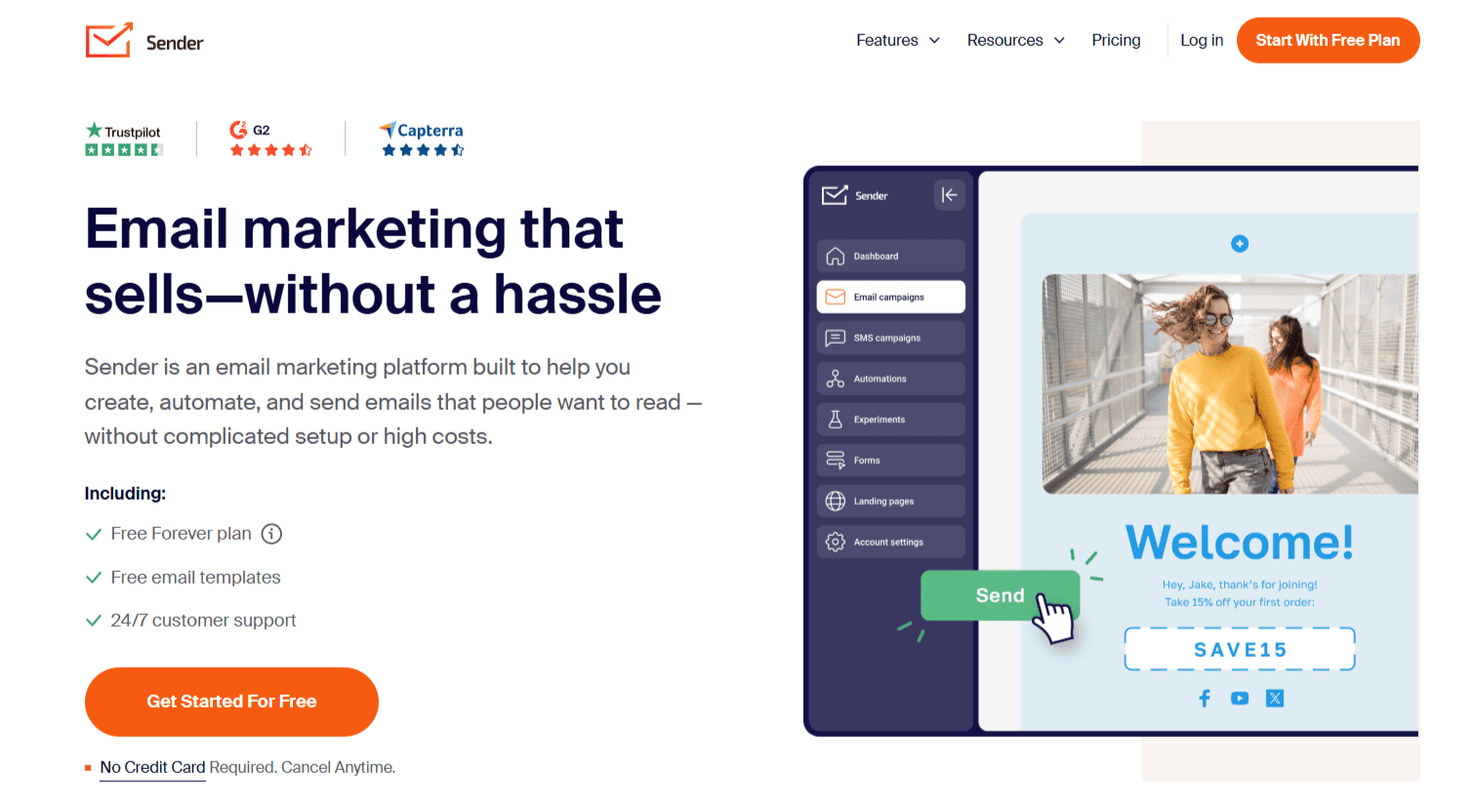 Главная страница ESP от Sender