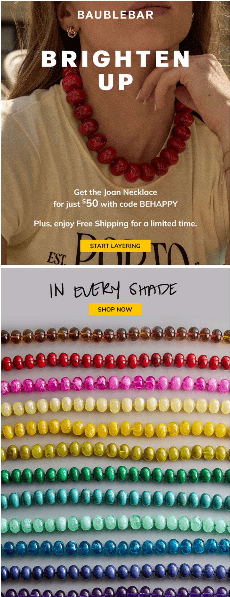 Example of email for mobile devices with contrast typography