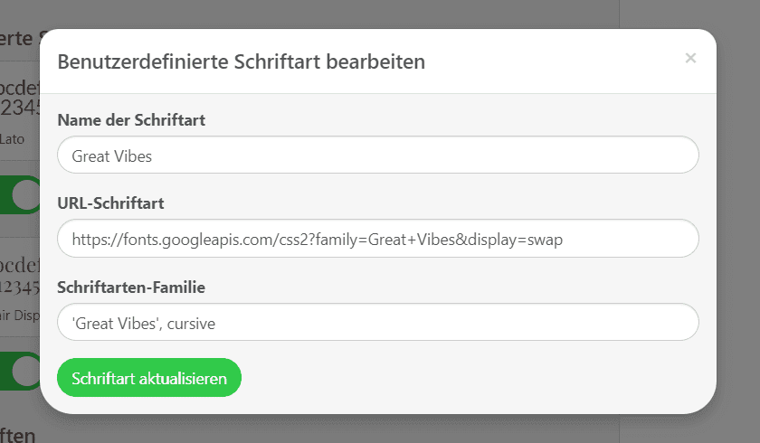 Verbinden Ihrer benutzerdefinierten Schriftart