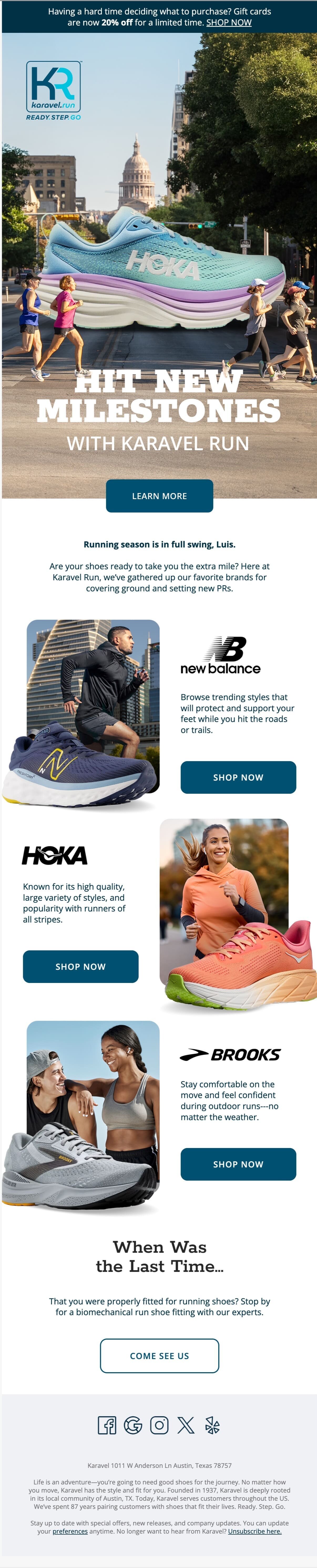 Email example for a sporting goods brand