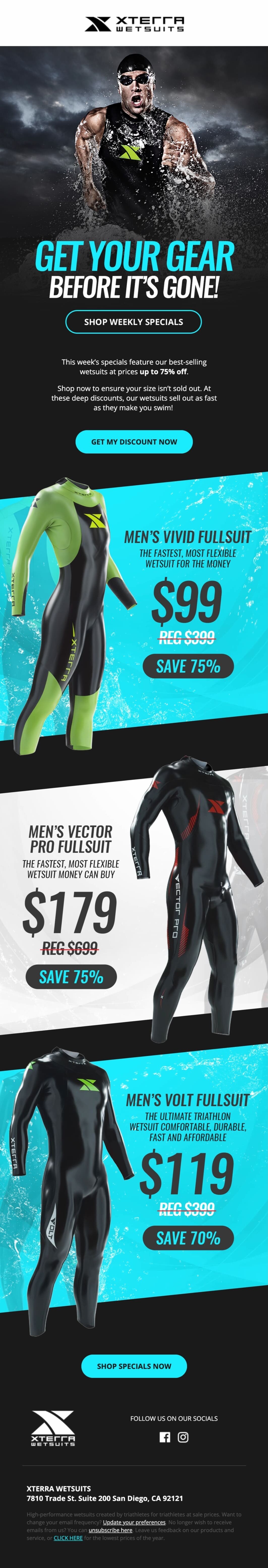 Promotional email for the fitness industry