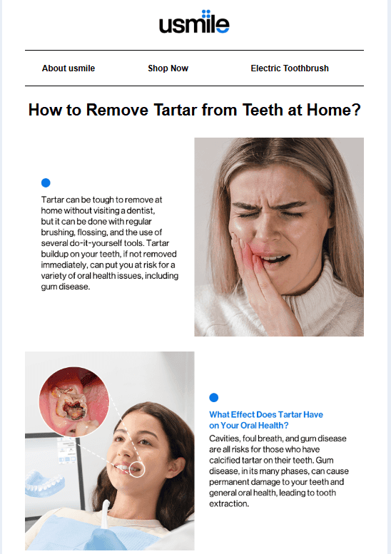 Example of an educational email in dental practice Example of an educational email in dental practice