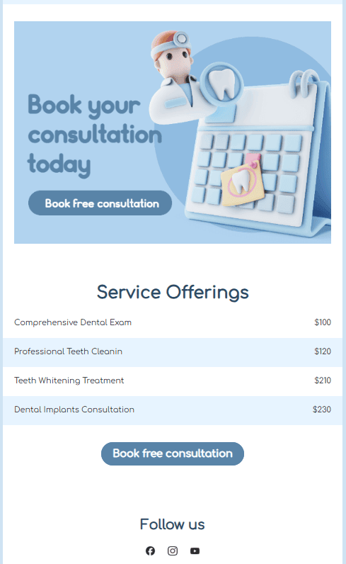 Example of a trigger email in dental practice Example of a trigger email in dental practice