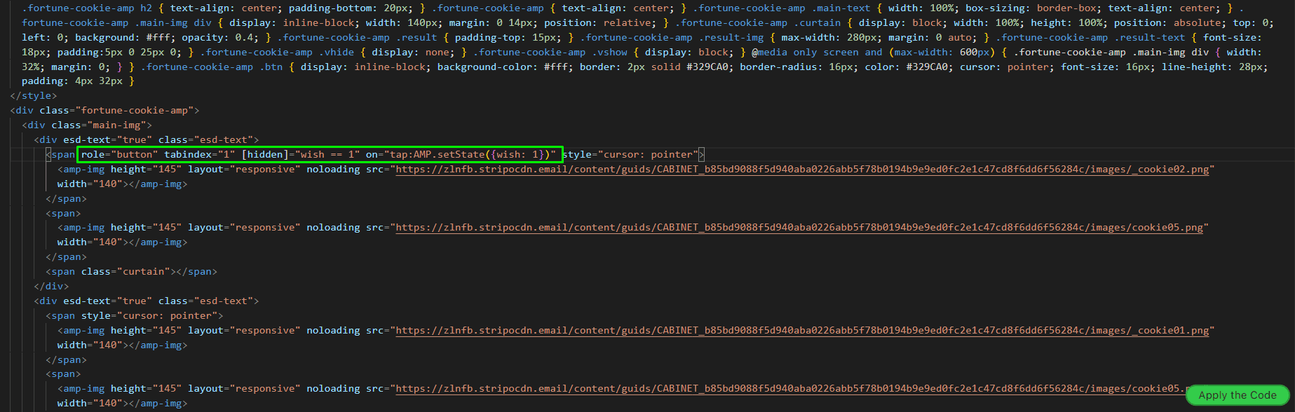 Code line with attributes