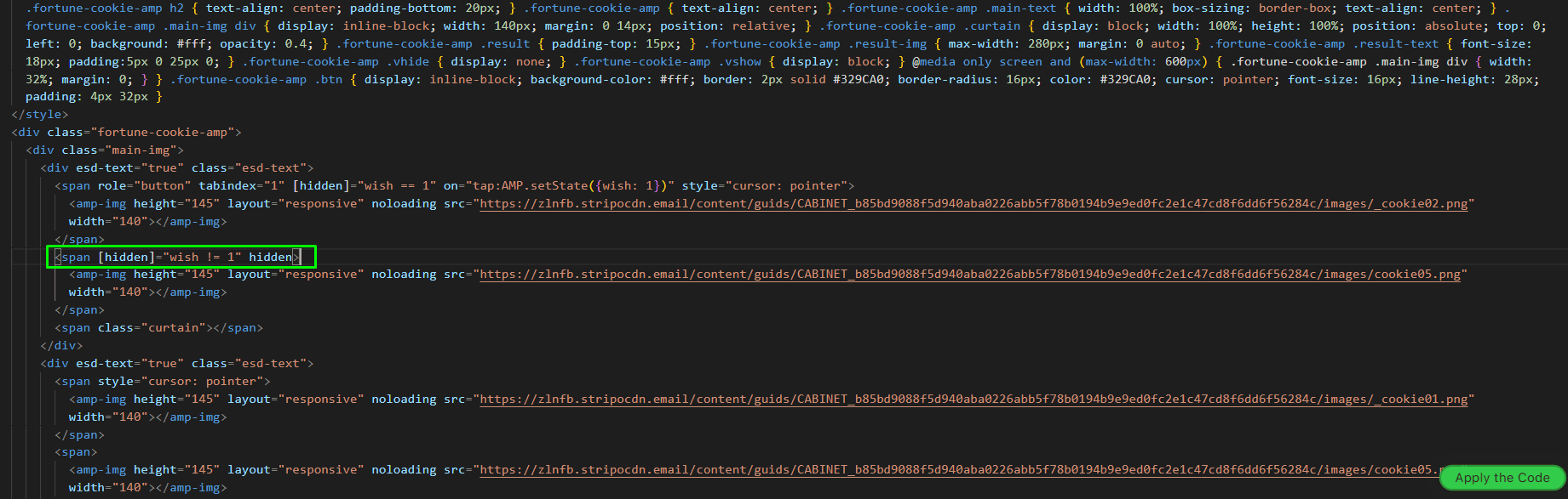 Second span tag with required code piece