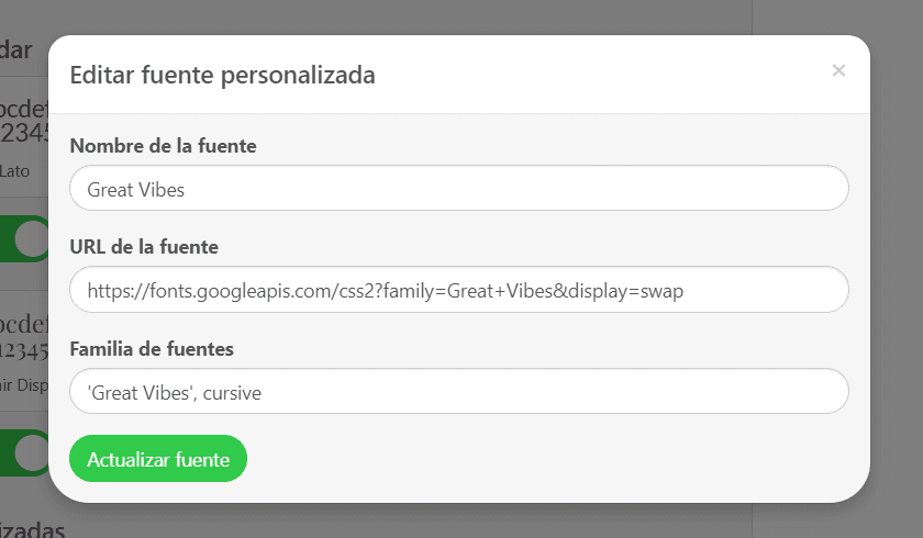 Conectar tu fuente personalizada Conectar tu fuente personalizada