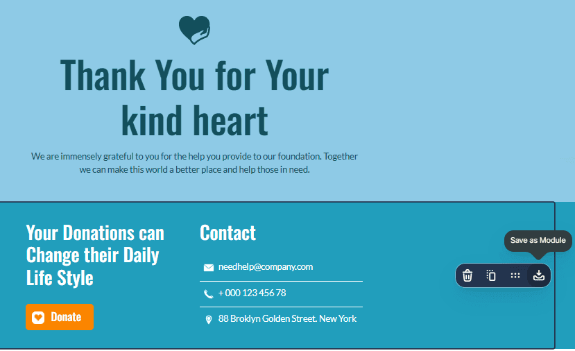 Example of the module in the Stripo editor Example of the module in the Stripo editor