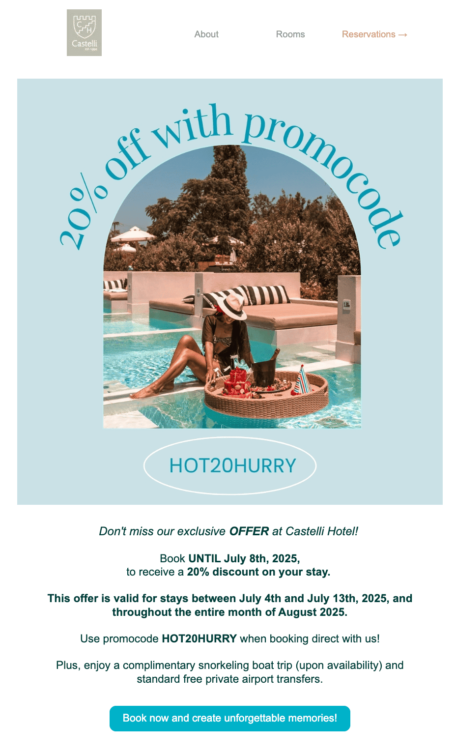 Email example with hotel offer