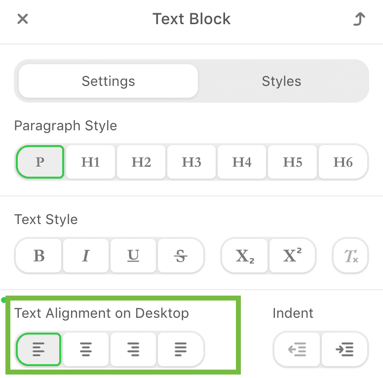 How to adjust alignment settings in Stripo