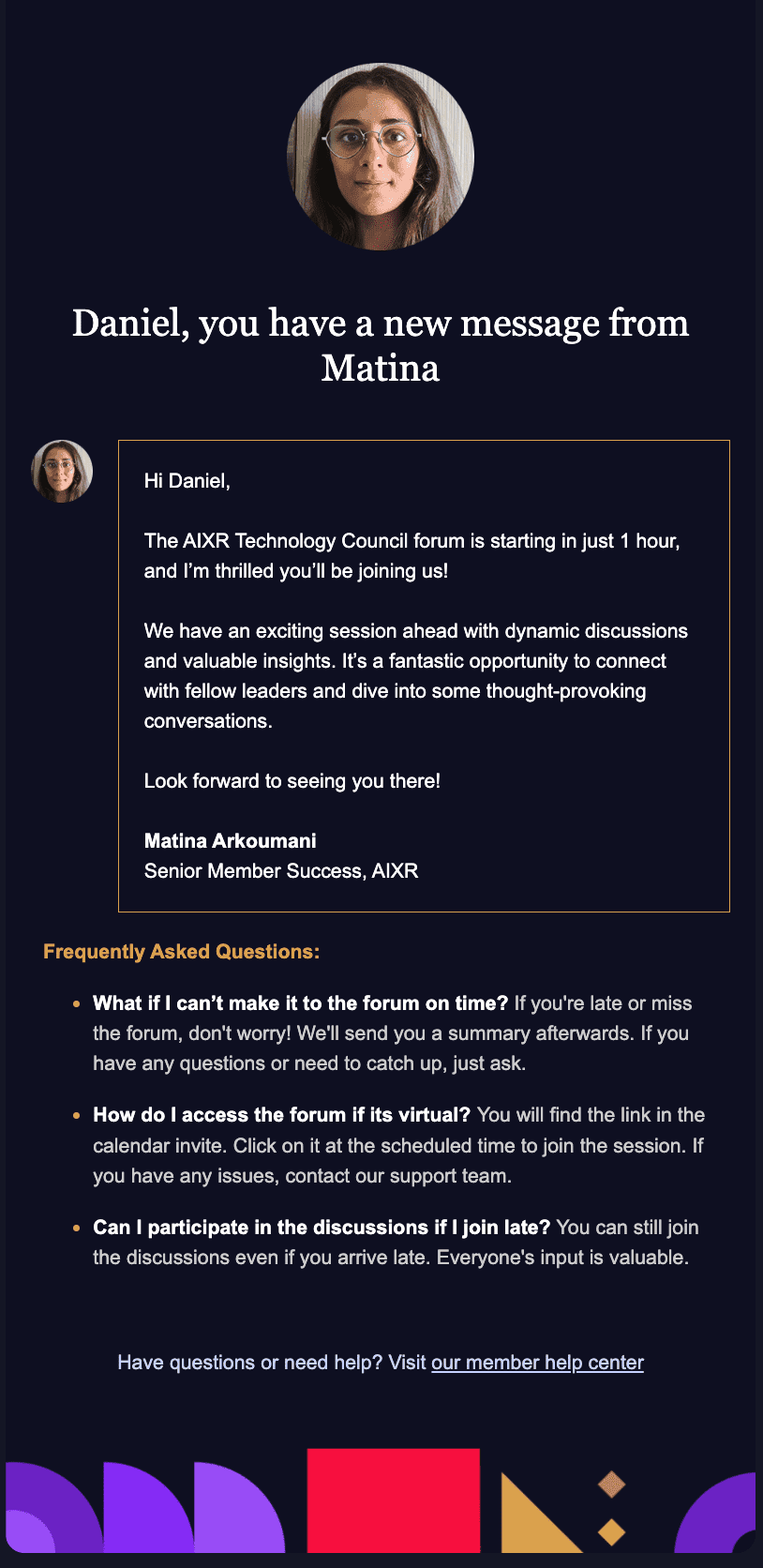 Meeting invitation email example