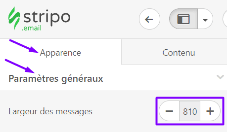 Définir une largeur personnalisée pour les e-mails Définir une largeur personnalisée pour les e-mails