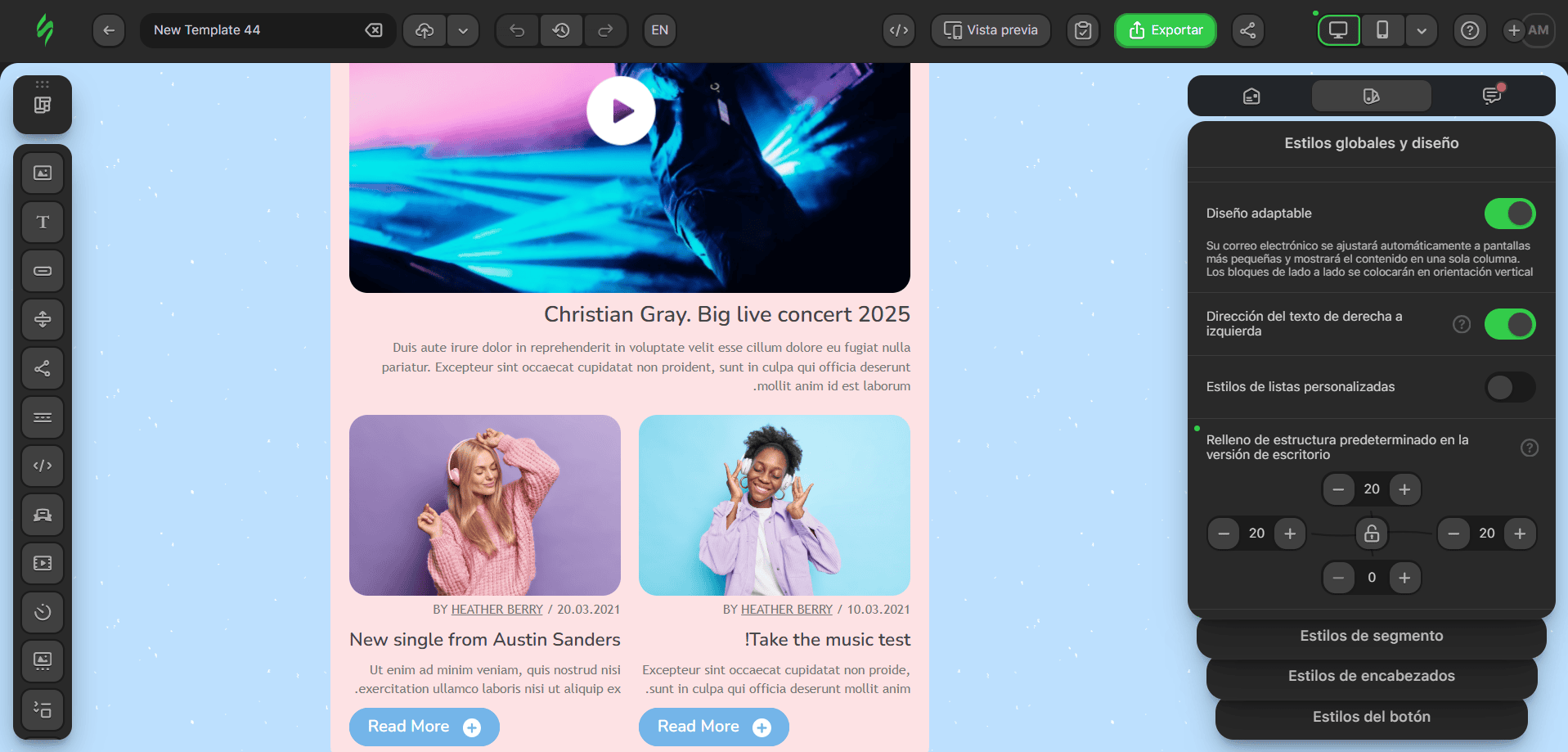 Todos los mensajes de correo ahora son RTL