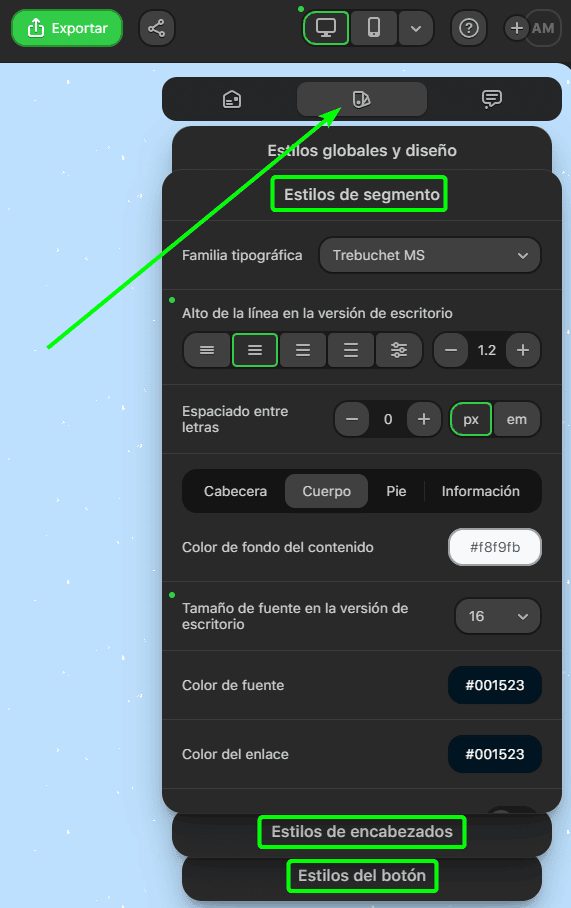 Establezca aqu&iacute; los espacios entre l&iacute;neas